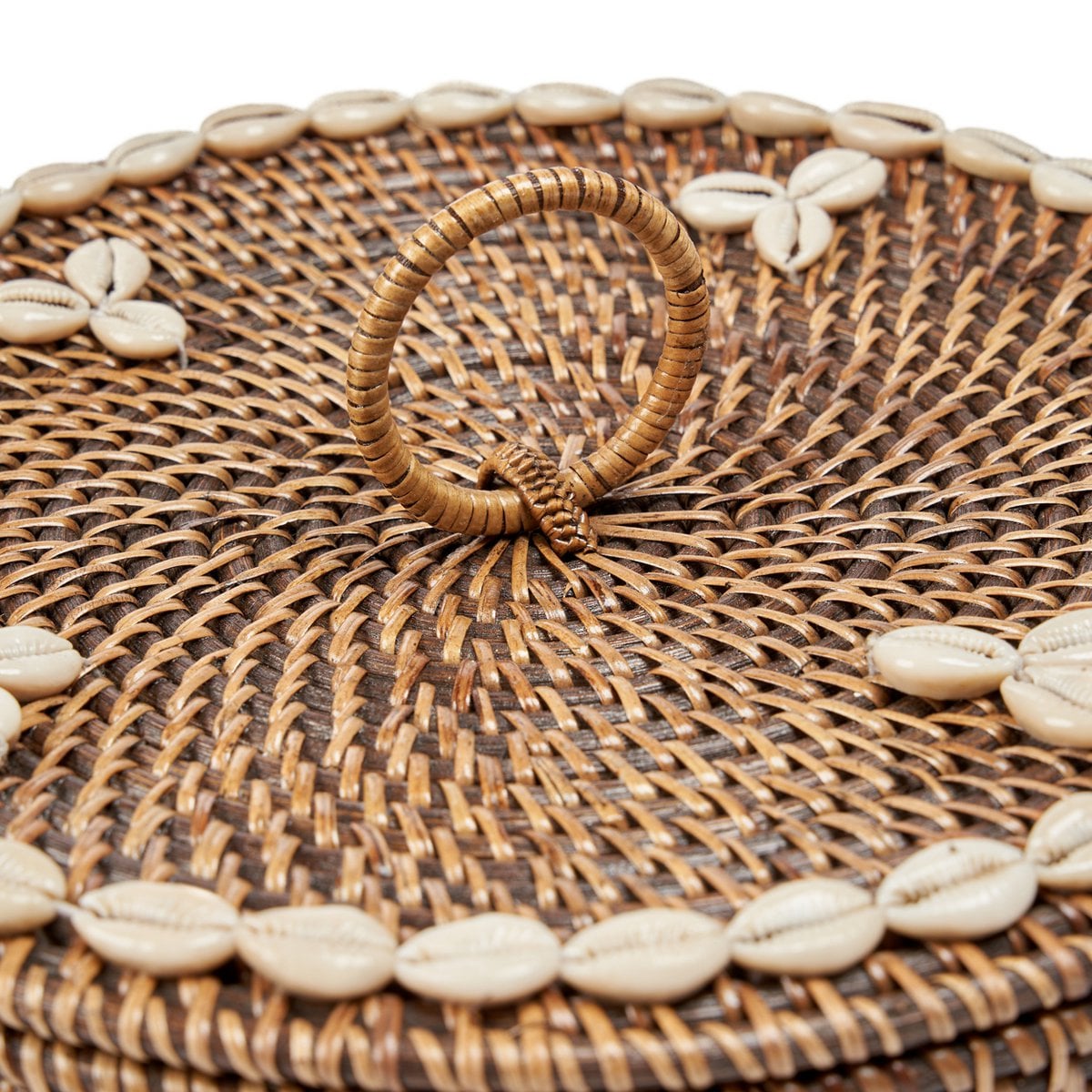 Plateau de service en rotin avec compartiments et couvercle – Marron naturel