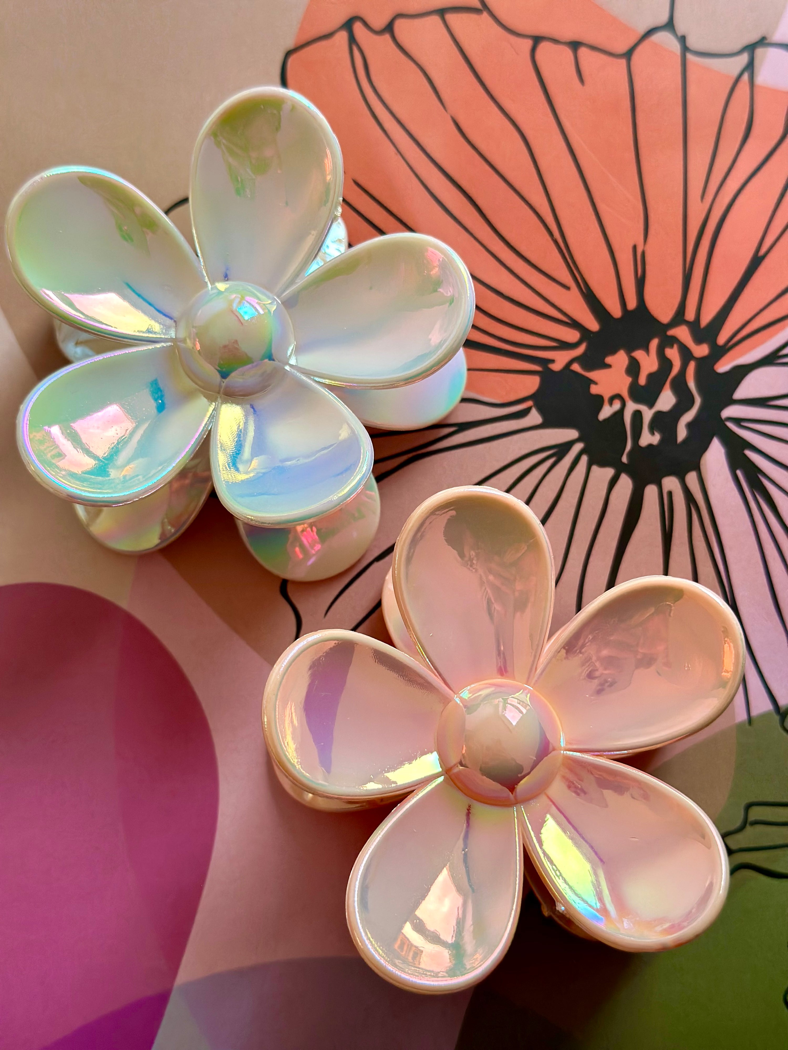 Pince à cheveux fleur - Métallique (paquet de 2)