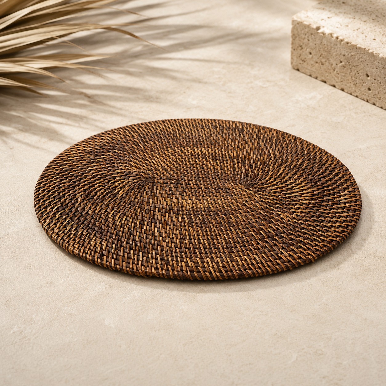 Napperon Colonial ovale en rotin – Marron naturel