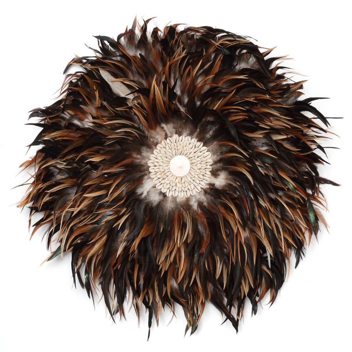 The Coastal Juju – décoration murale en plumes et coquillages (60 cm)