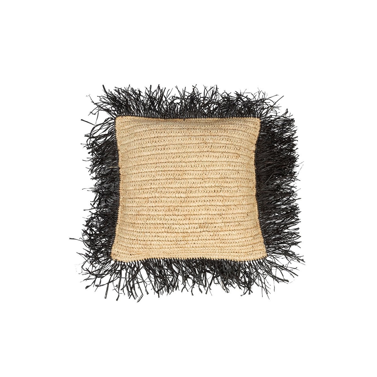 Der Raffia-Kissenbezug – Natur Schwarz 40x40
