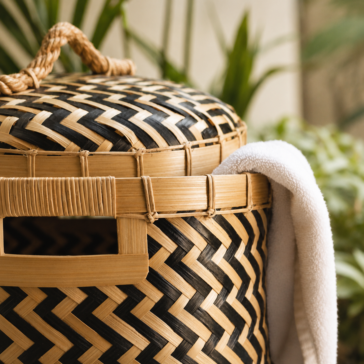 Panier à linge en bambou avec couvercle | NABIRE