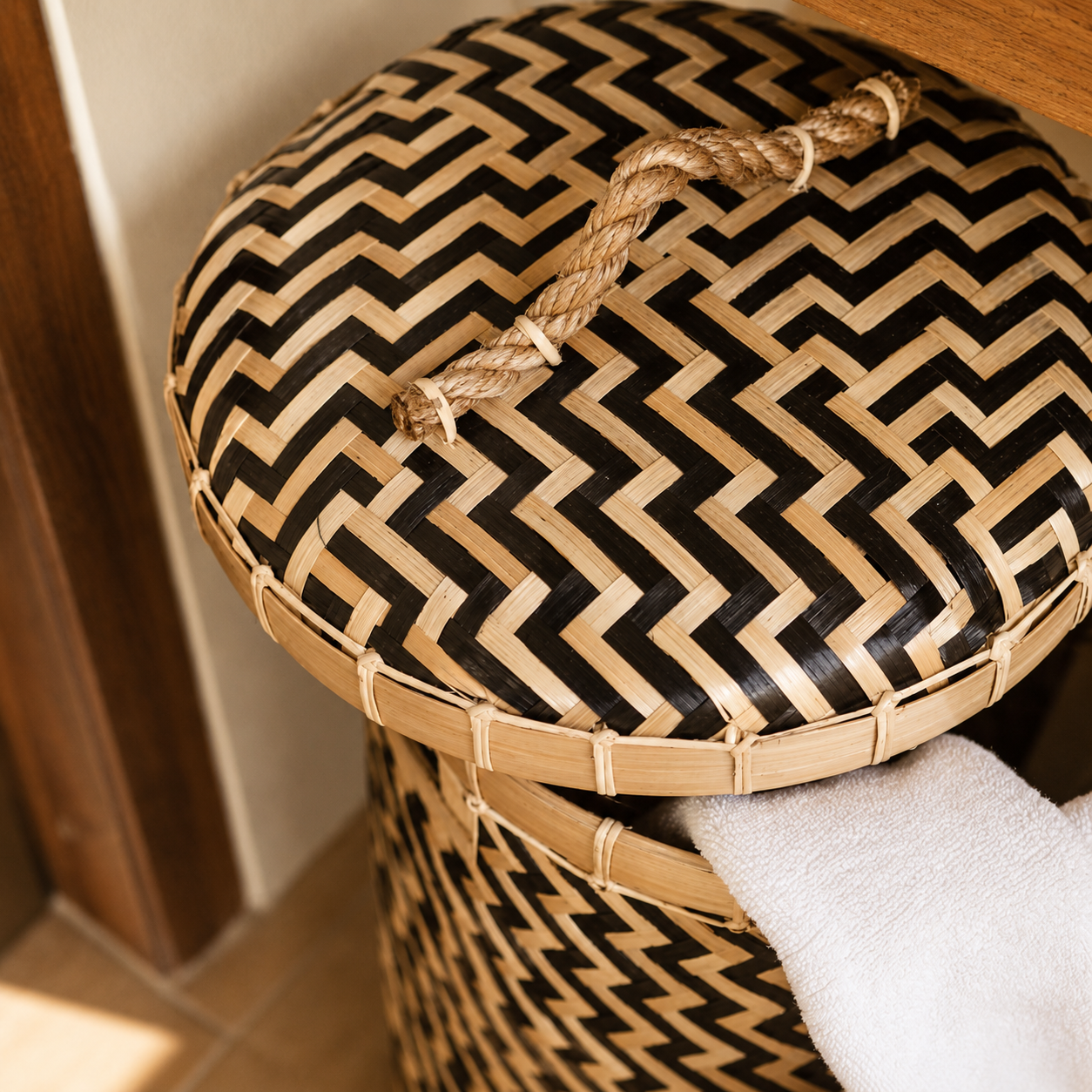 Panier à linge en bambou avec couvercle | NABIRE