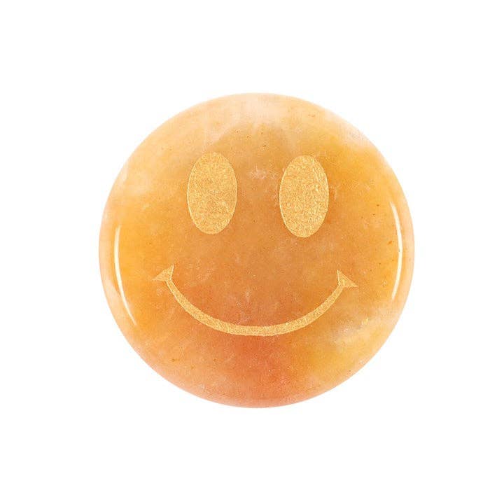 Smiley Kristall – Goldene Jade | Glück & Mut
