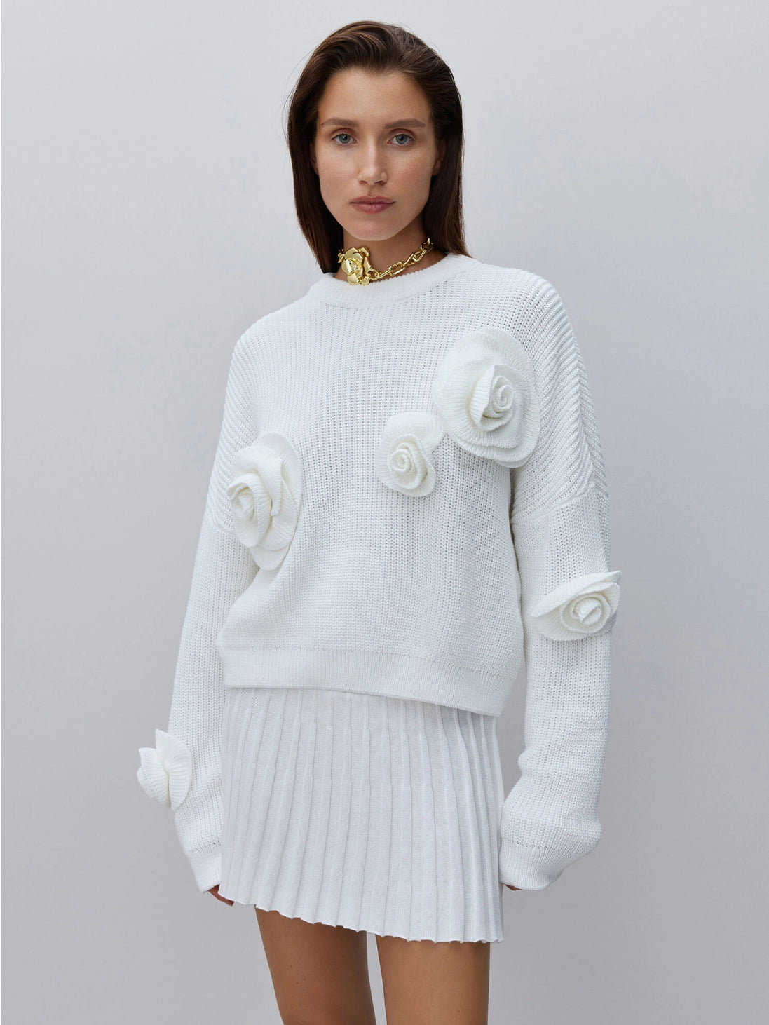 Pull décoré grande taille rose