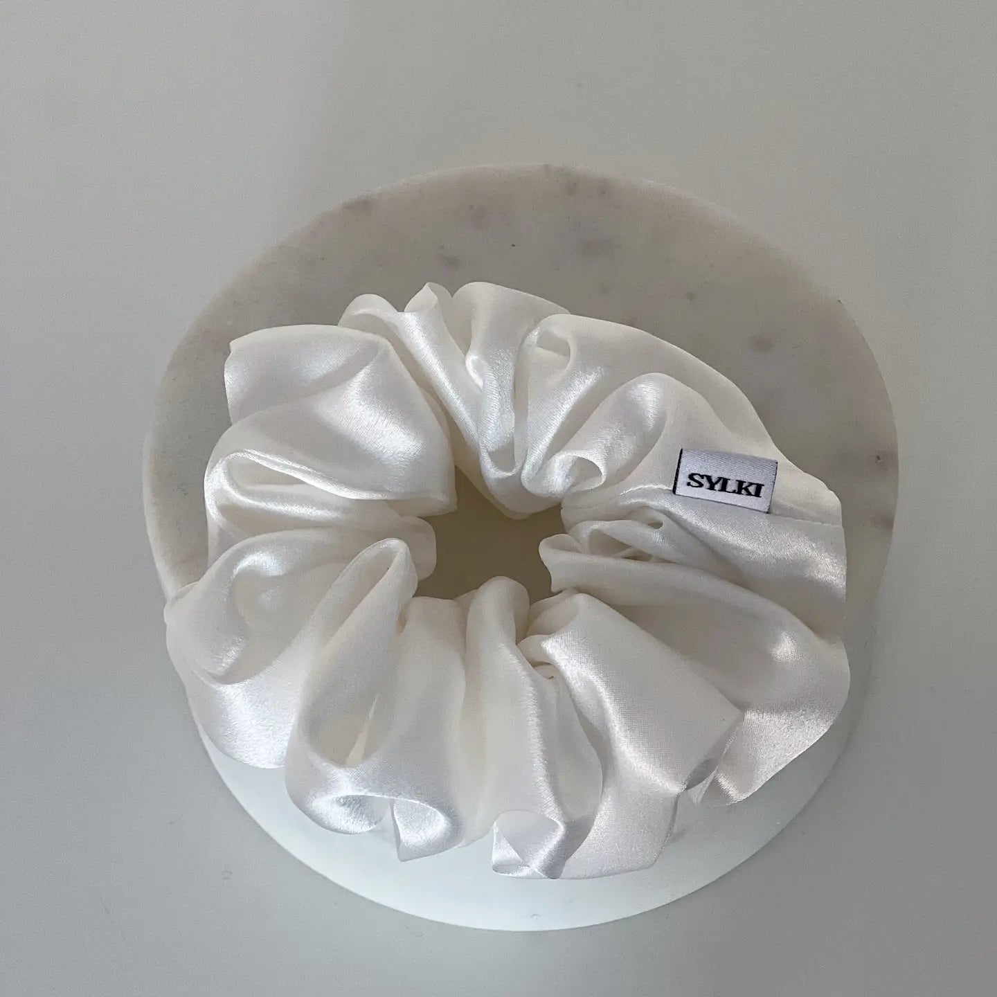 White Pure Silk Scrunchie