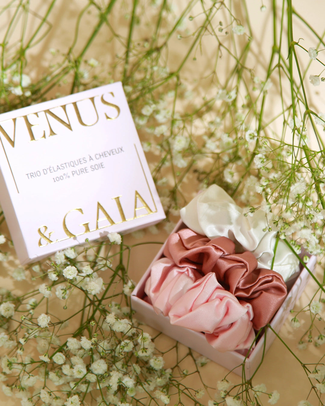 Single Lady Trio - 3 x Mulberry Silk Scrunchie, Venus & Gaia