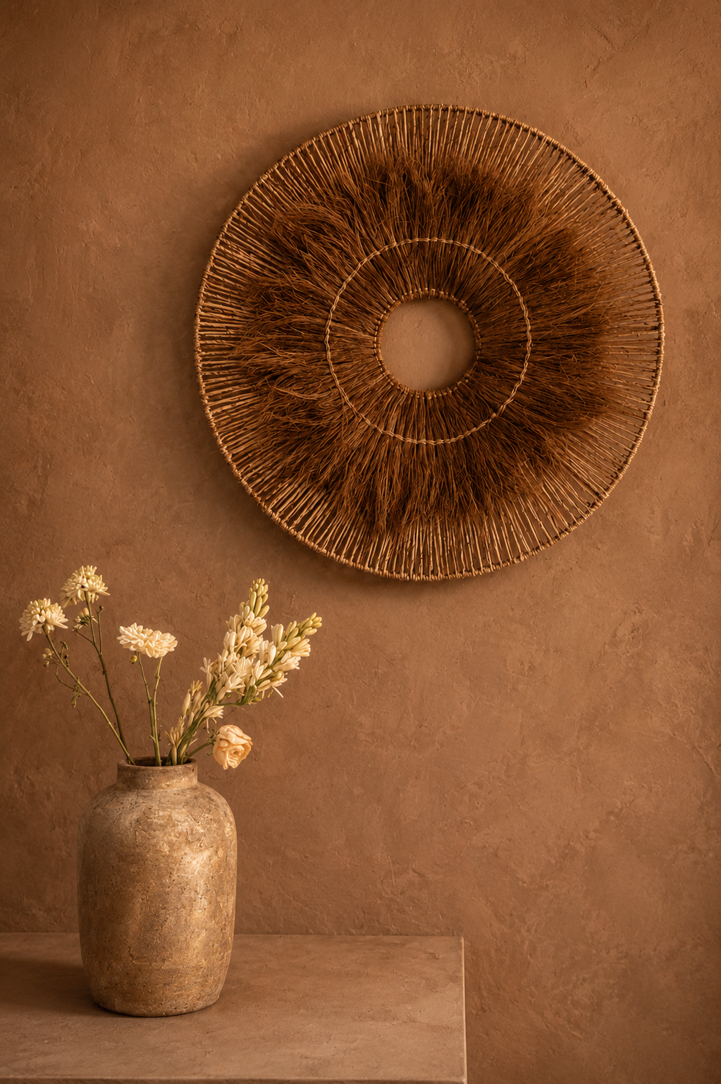 Beige handgjord terrakottavas – Keramikvas 30 cm | Bazar Bizar