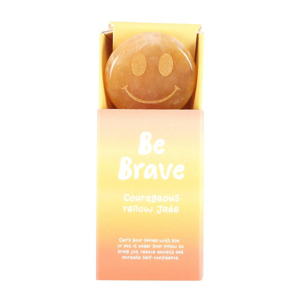 Smiley Kristall – Goldene Jade | Glück & Mut