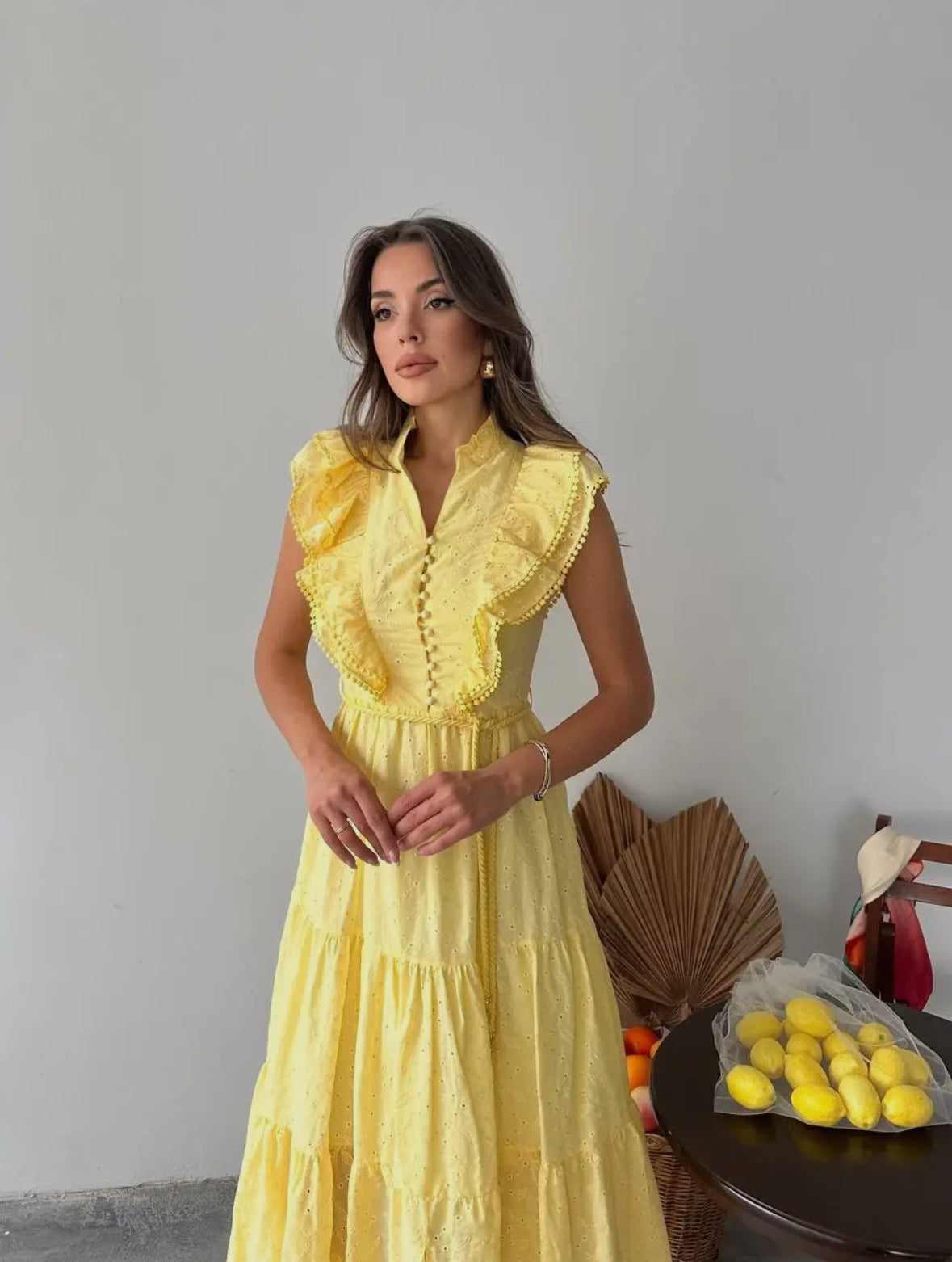 Yellow Guipure Lace Dress – Limited Edition