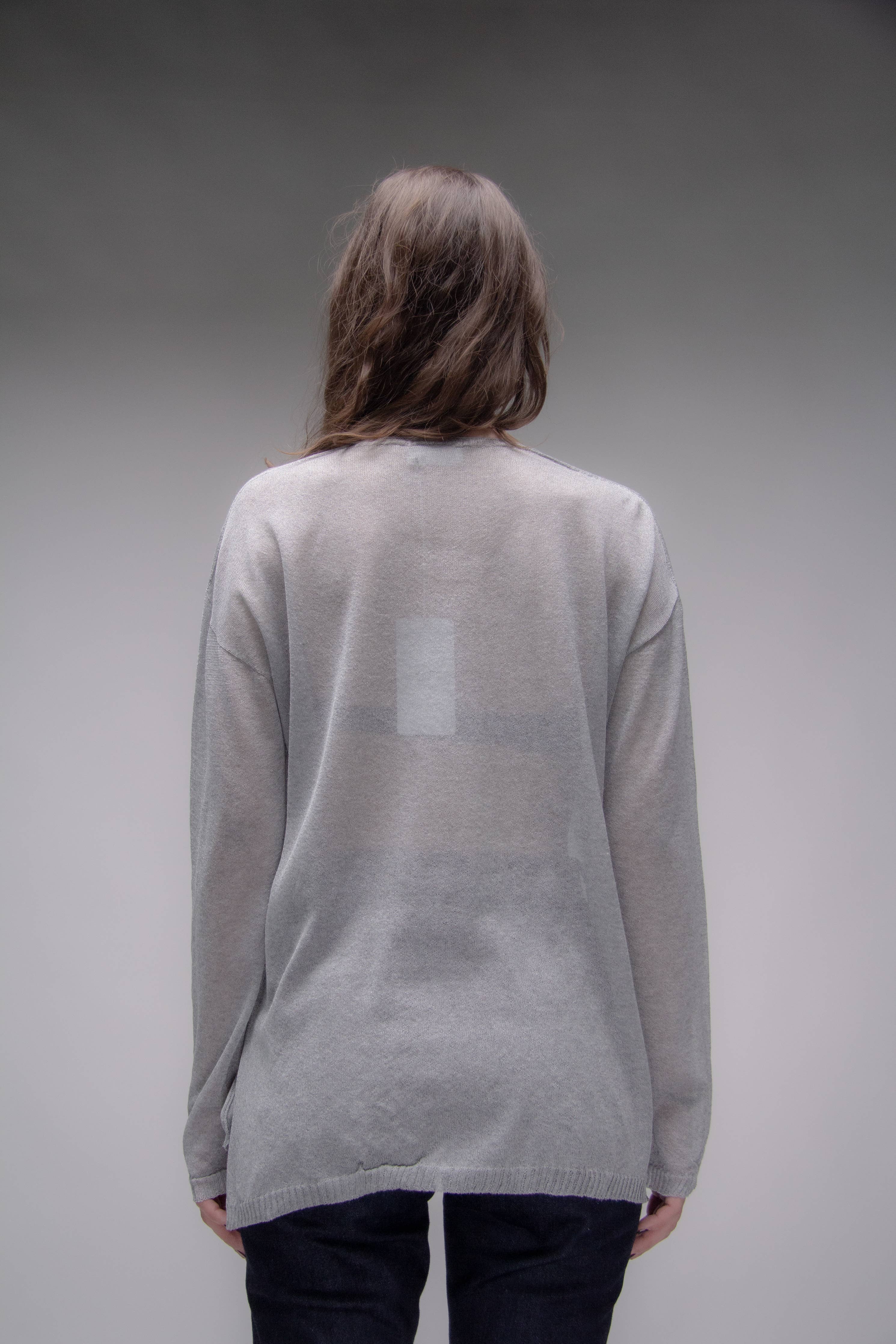 Übergroßer, fein gestrickter Viskosemix-Pullover mit Seitenschlitz, LÈMME