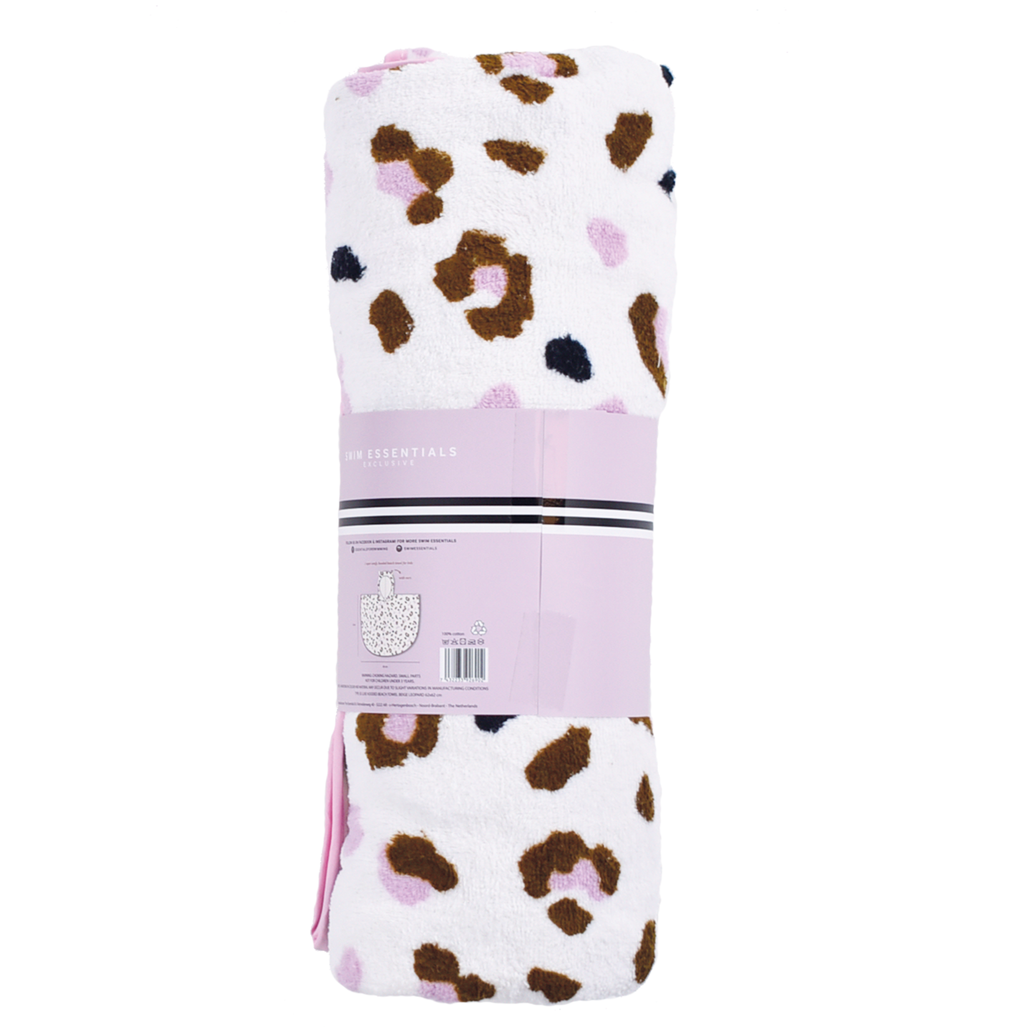 Swim Essentials Strandponcho in Offwhite Panther-Print 65 x 65 cm