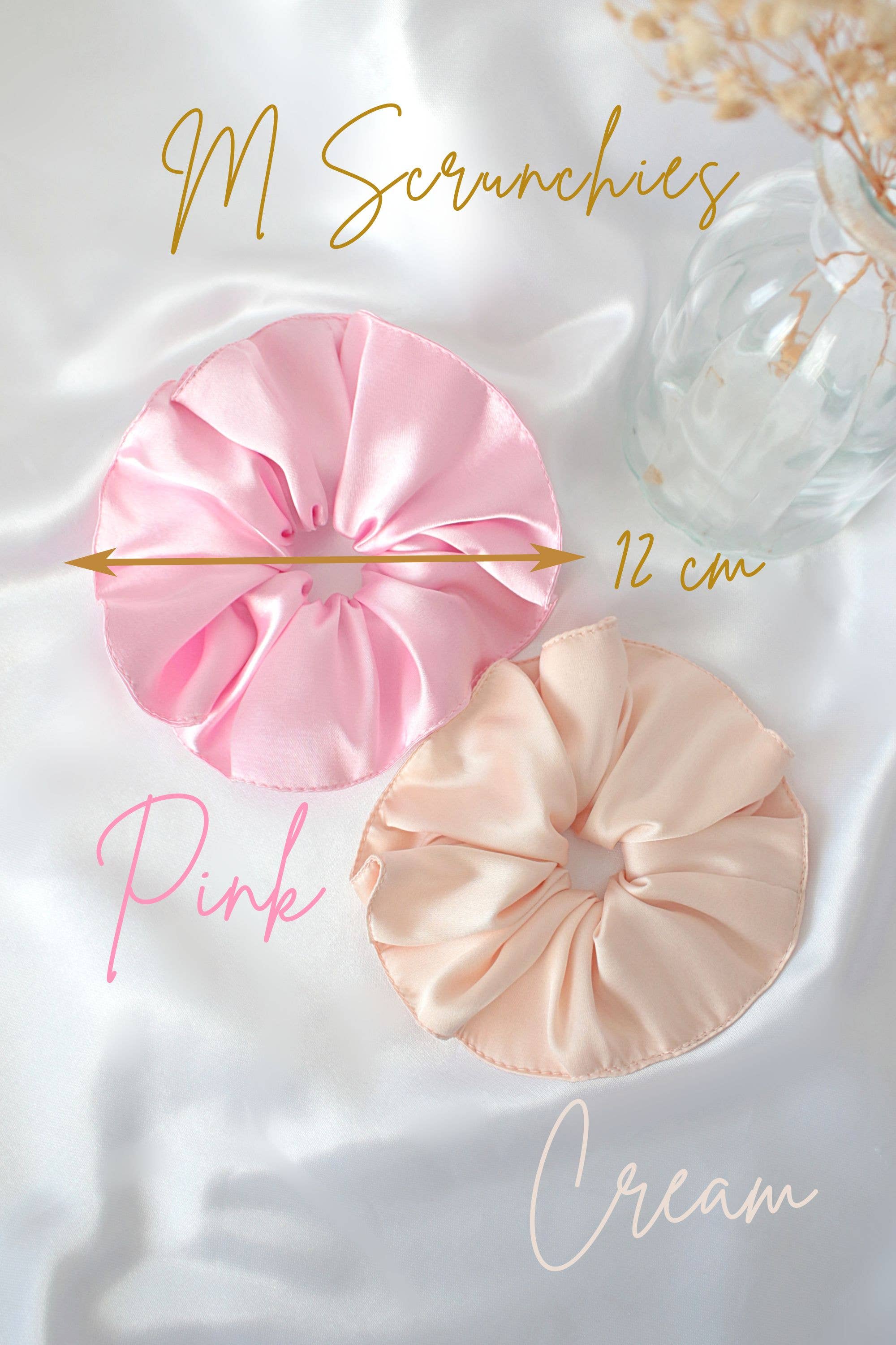 Handgemachte Seiden-Scrunchies-Set | Pastellfarben