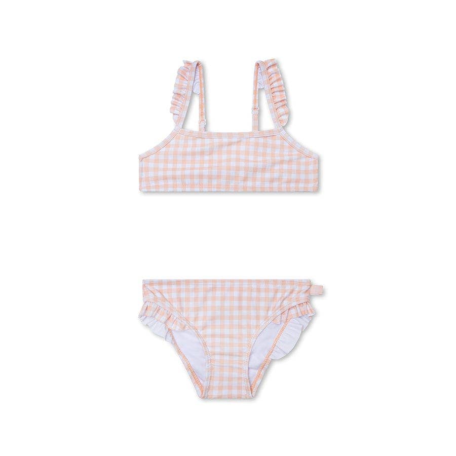 Maillot de bain bikini anti-UV à carreaux abricot/orange, Swim Essentials