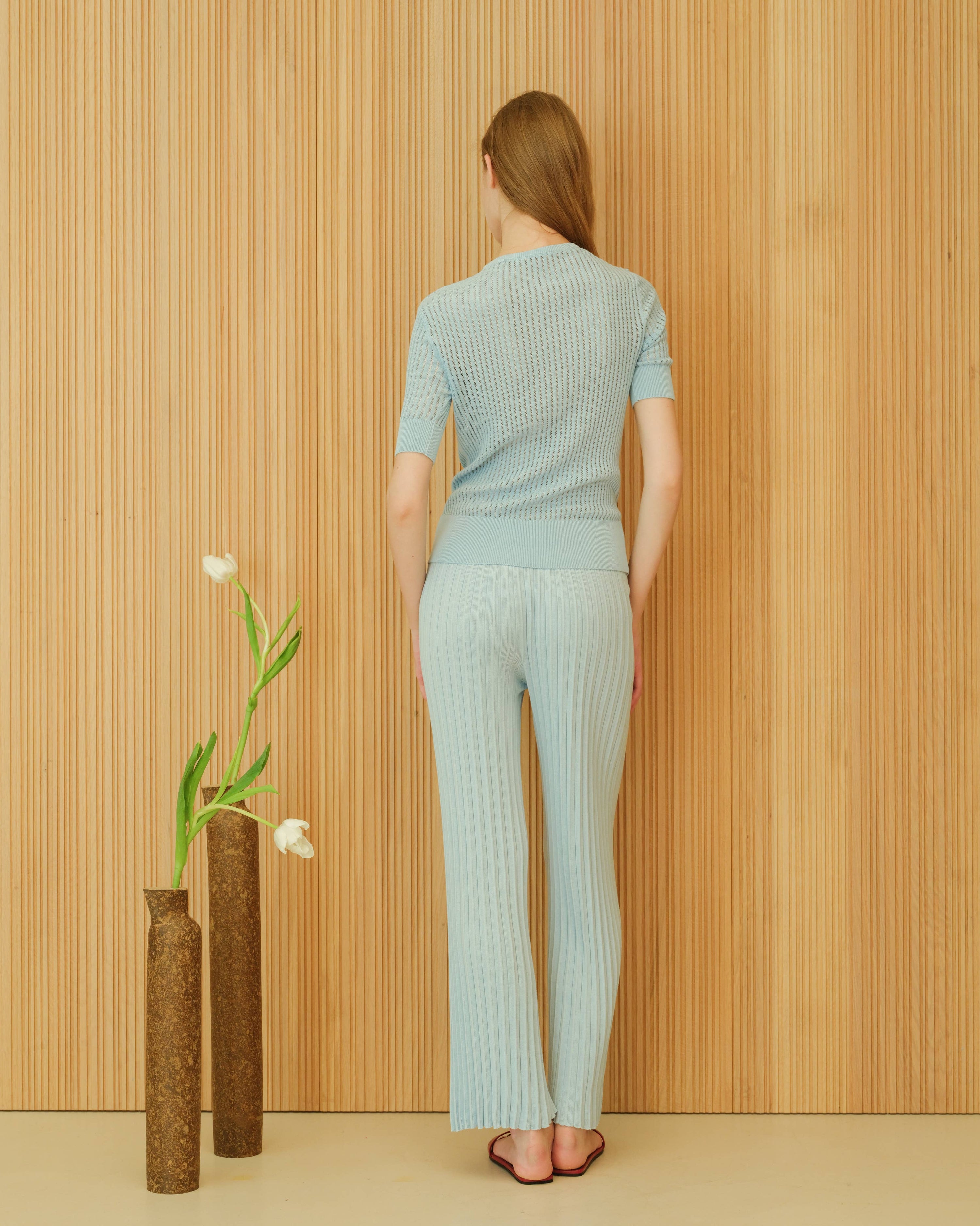 Gefaltete Strickhose aus gekämmter Baumwolle | Lèmme