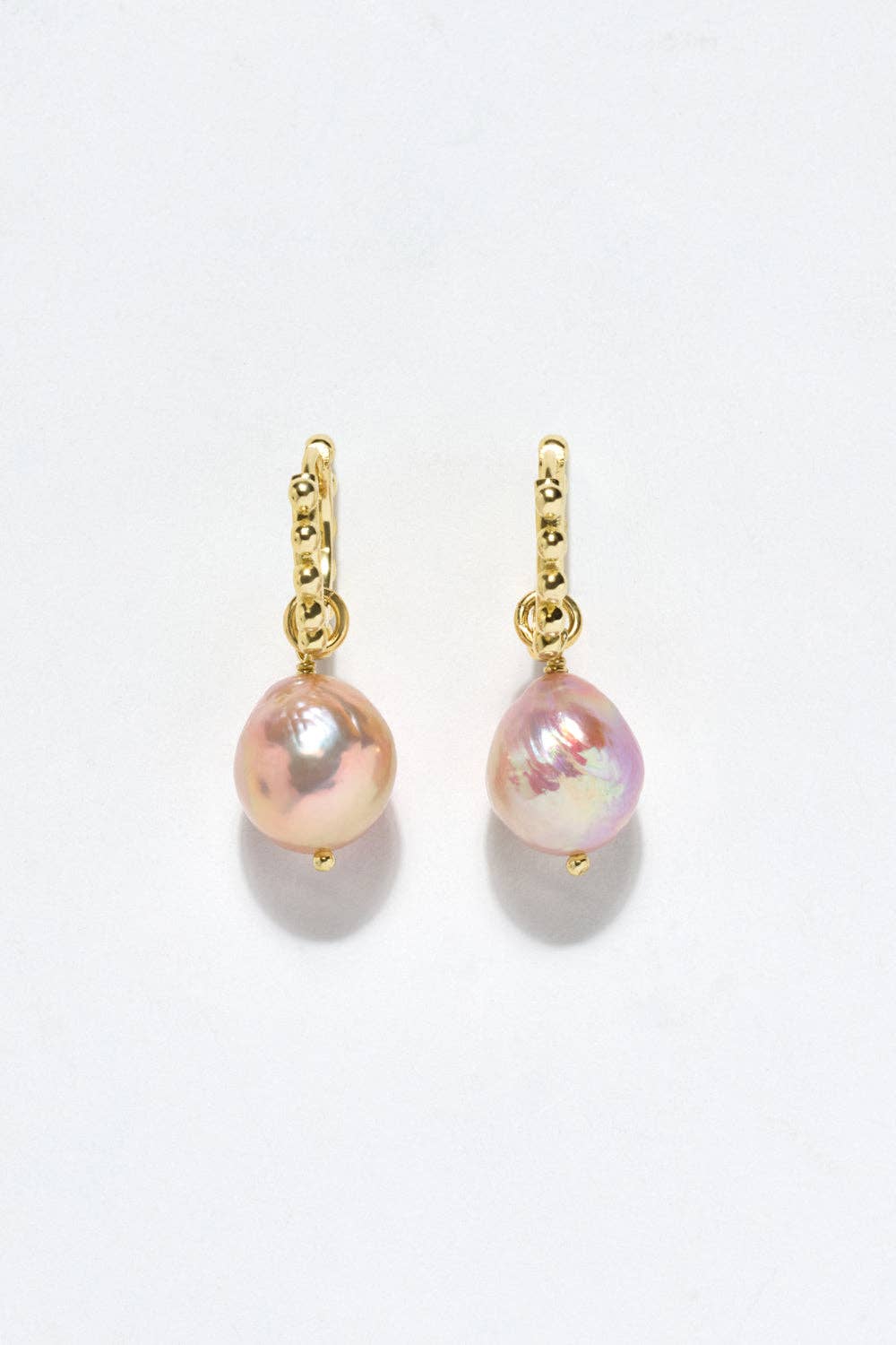 Créoles Selina | Perles baroques roses & argent 925 plaqué or
