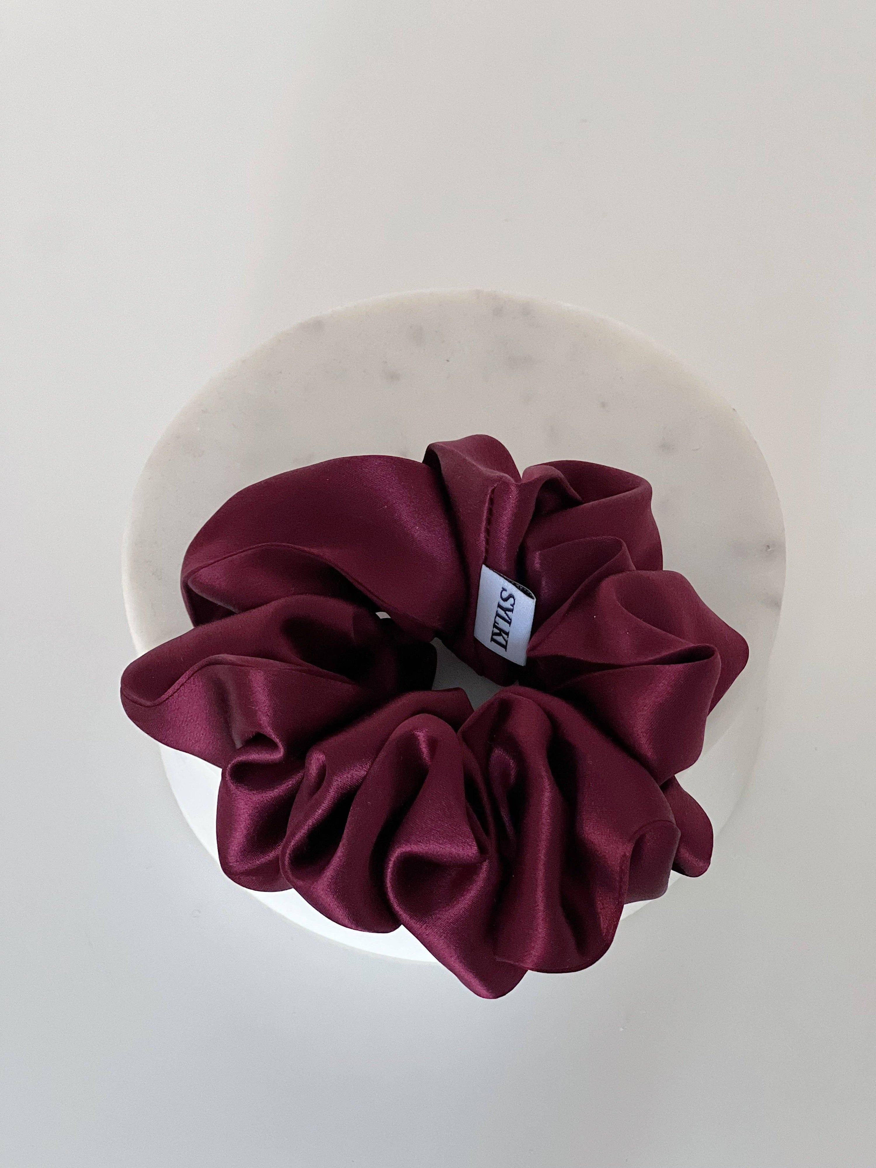 Weinrot/Burgund | Scrunchie aus reiner Seide