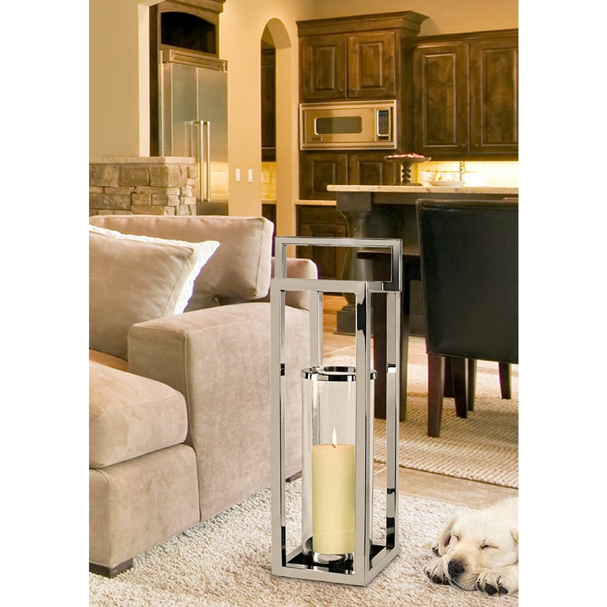 EDZARD | Manhattan Lantern, Stainless Steel 79 cm