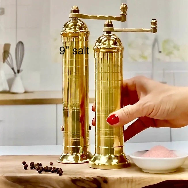 9" Messing Pfeffermühle – Handgefertigte Originalmühle aus Griechenland