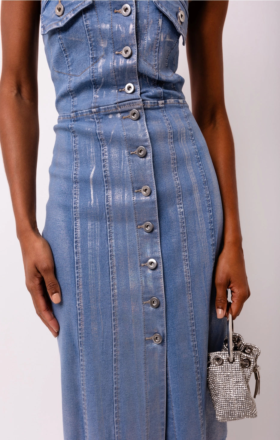 Sadie Stretch Denim Bandeau Dress, AmyLynn