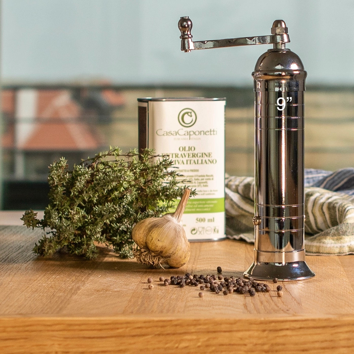 Chrome Mill - Polished 9" Pepper Mill, Alexander Handmade Mills