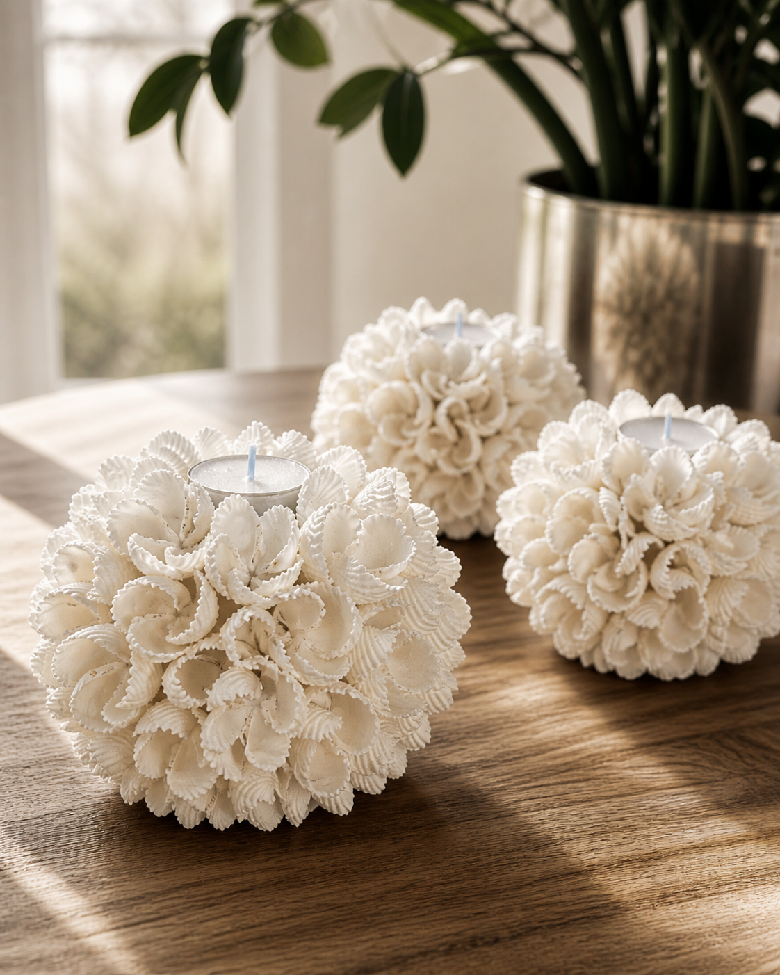 Flower Power Seashell Candle Holder - Size S