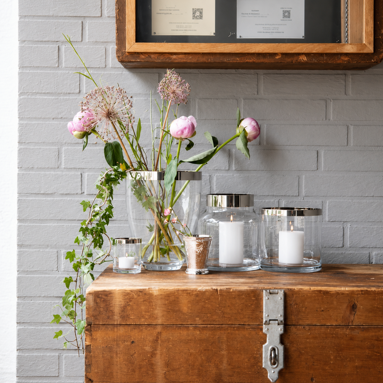 Mundgeblasene Kristallvase mit Platinrand H24 cm | EDZARD