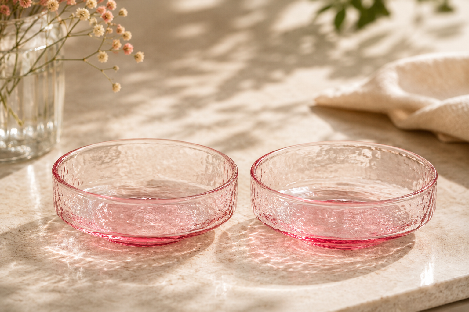 Claude Skålar Rosa – Set mit 4 handgemachten Glasschalen