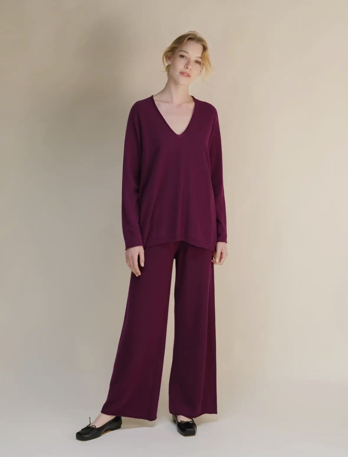 Kaschmir-Mischgewebe V-Ausschnitt Pullover, LÈMME