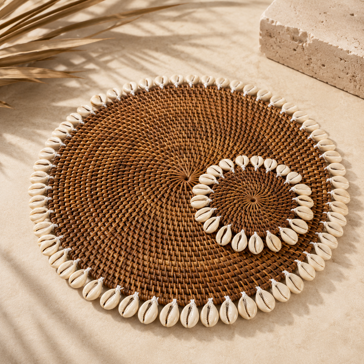 Das Koloniale Muschel-Tischset – Naturbraun