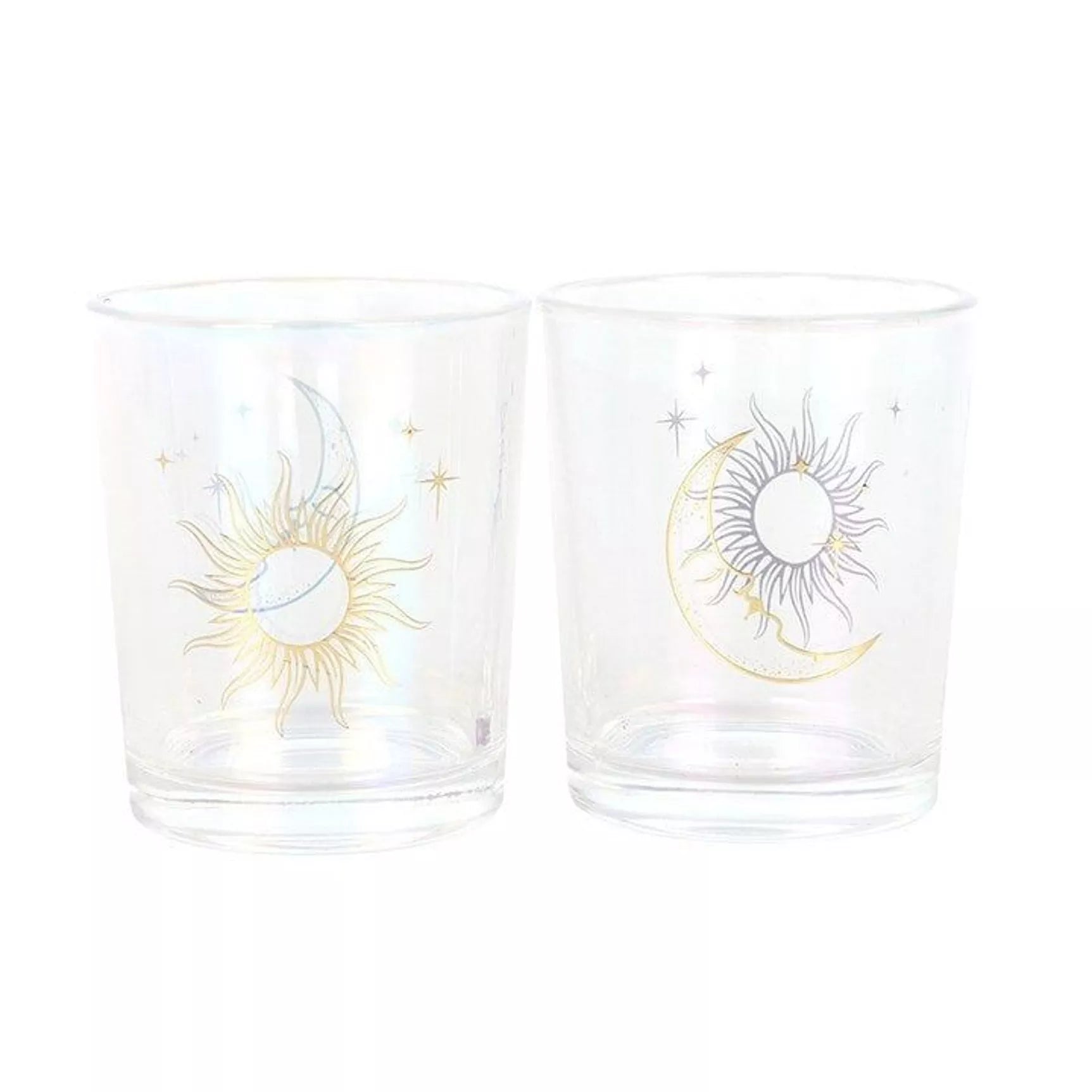 Schillernde Sonne & Mond – 2 magische Windlichter im Set