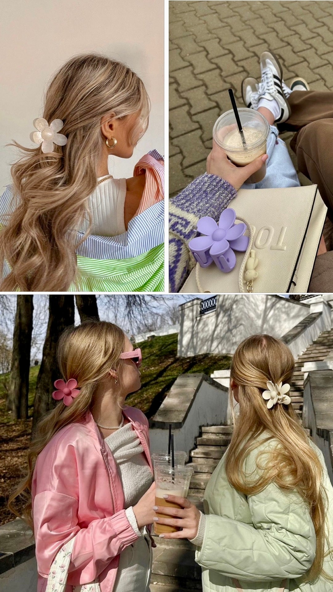 Pince à cheveux fleur - Métallique (paquet de 2)