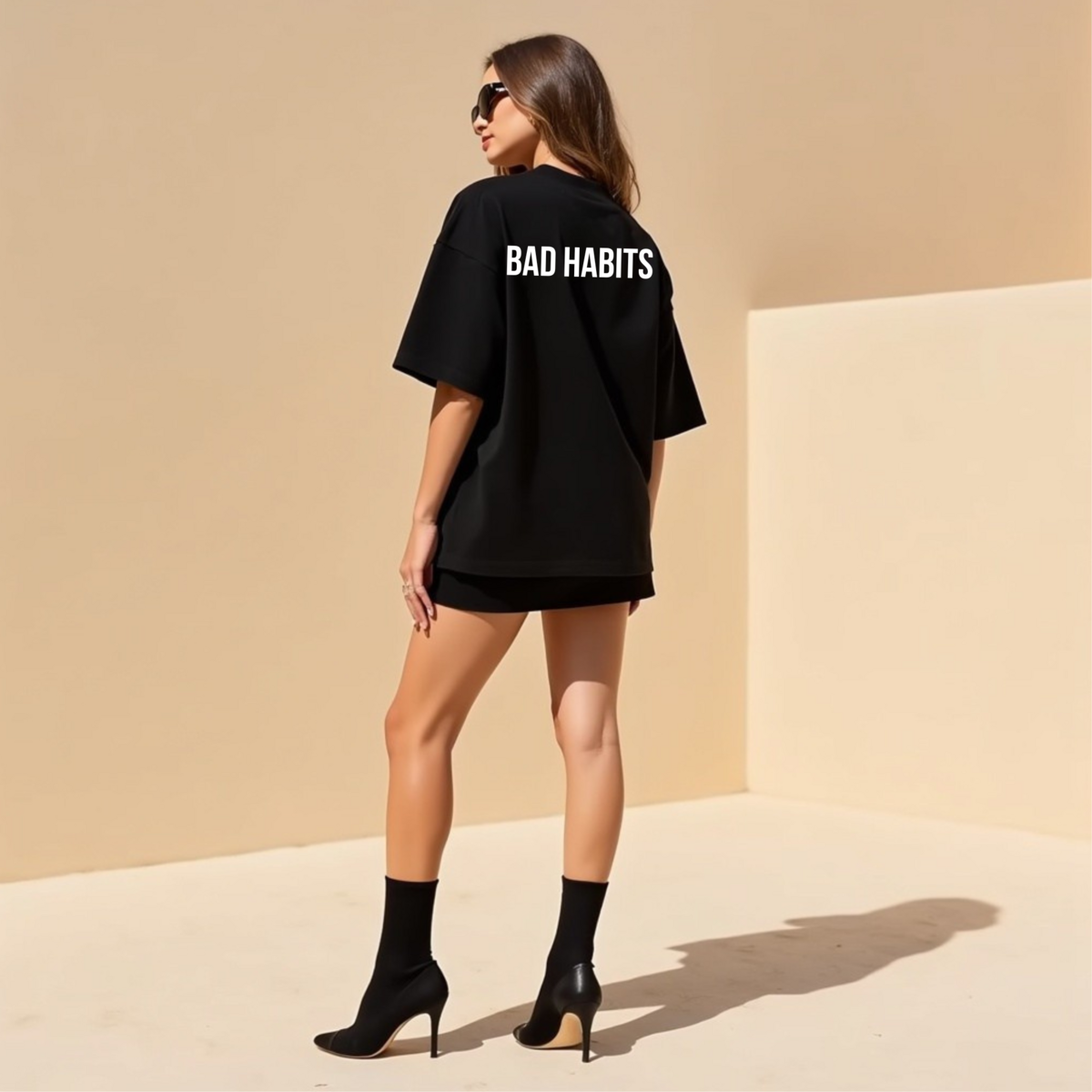 Oversized Statement T-Shirt – GOOD GIRL® BAD HABITS – Svart/Vit eller Vit/Svart