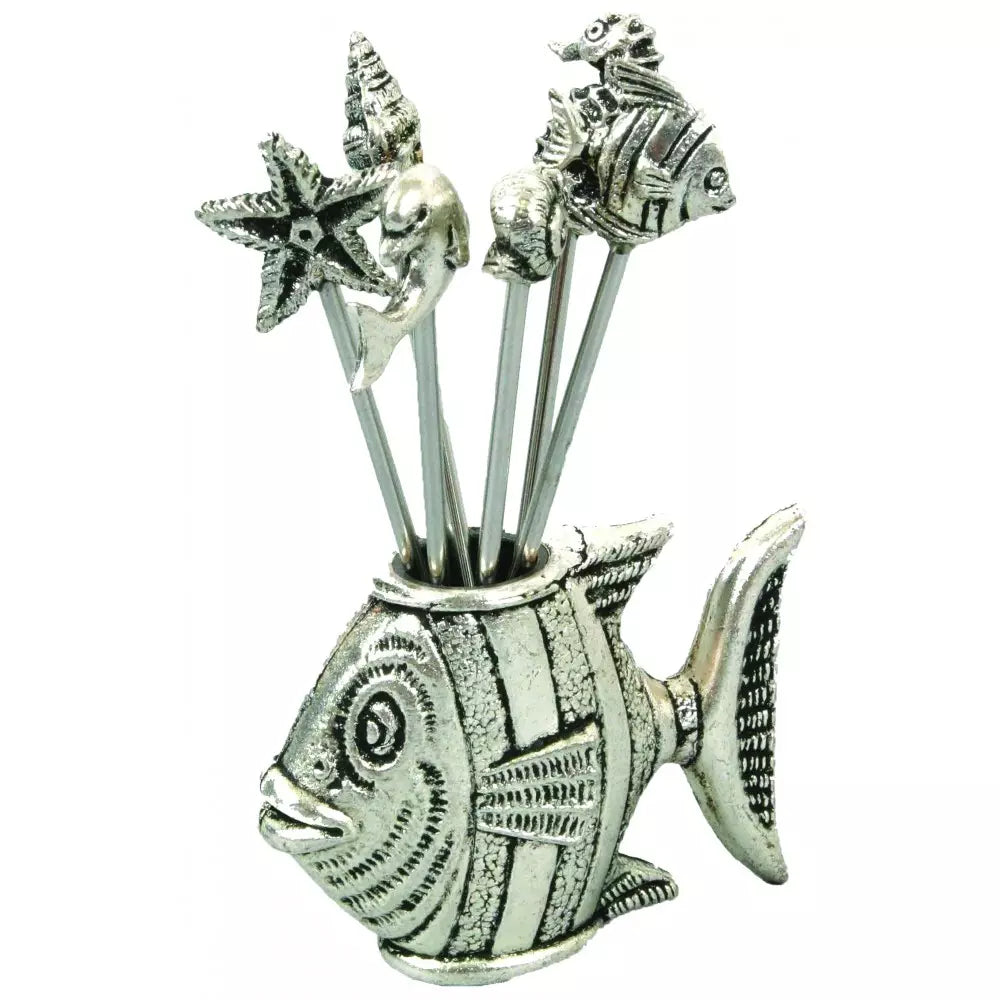 Cocktailpinnar i 6-pack | Fisk i silver