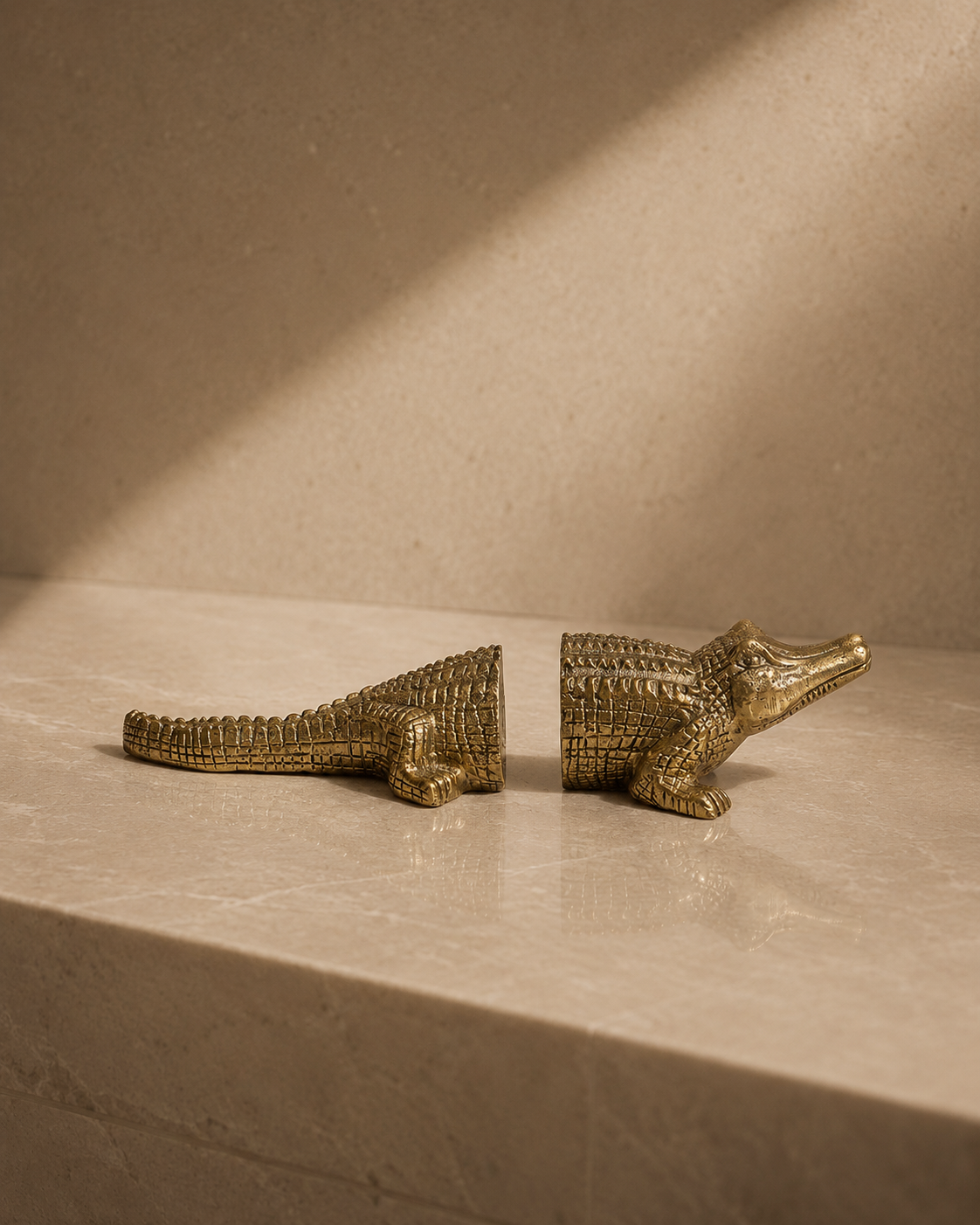 The Crocodile Book Stands - Brass