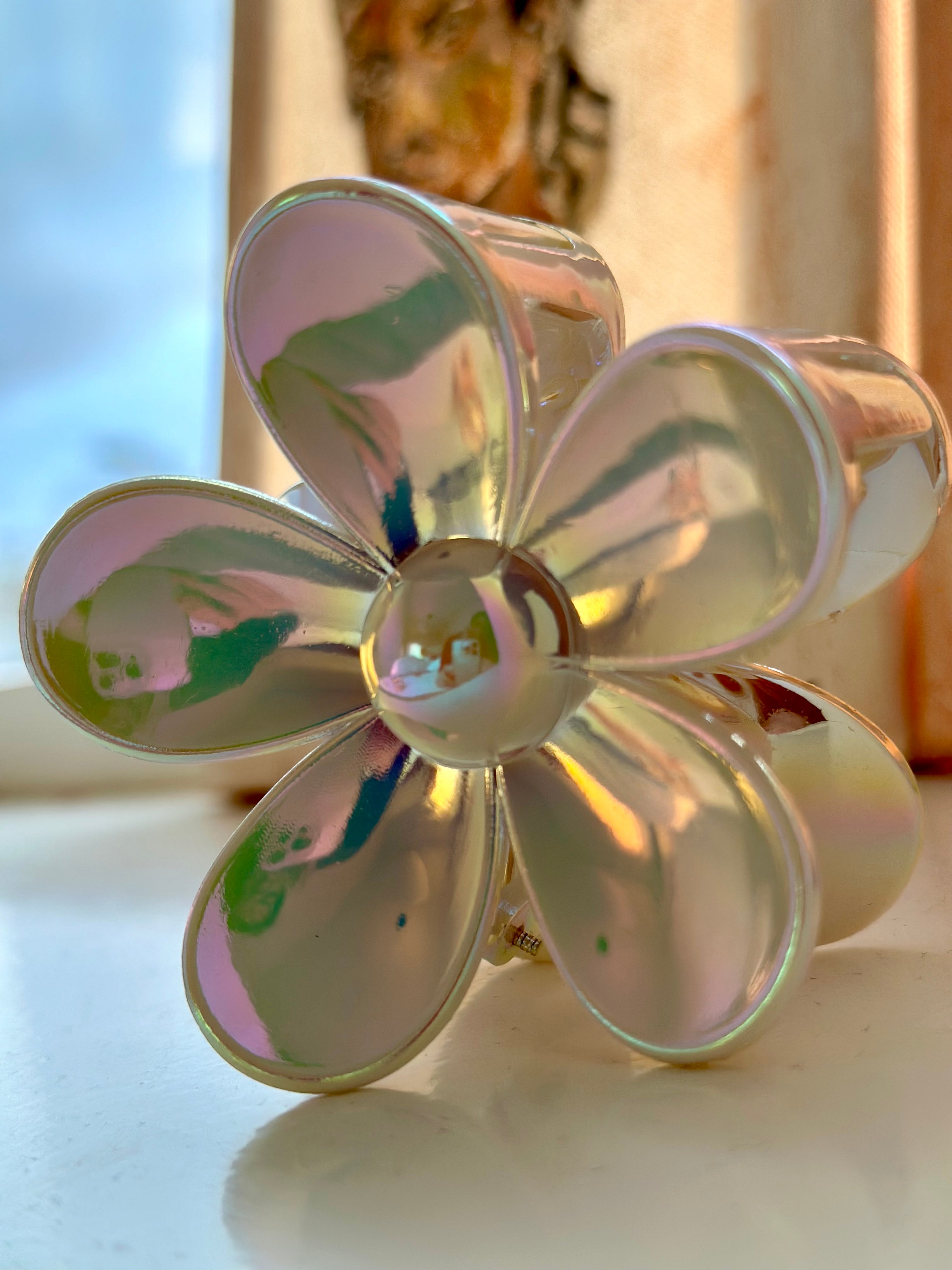 Pince à cheveux fleur - Métallique (paquet de 2)