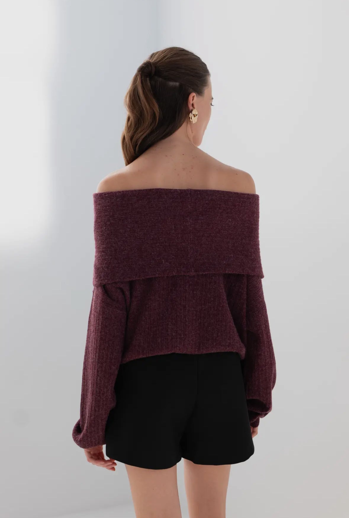Tröja Dahlia | Eleganter Off-Shoulder-Strickpullover