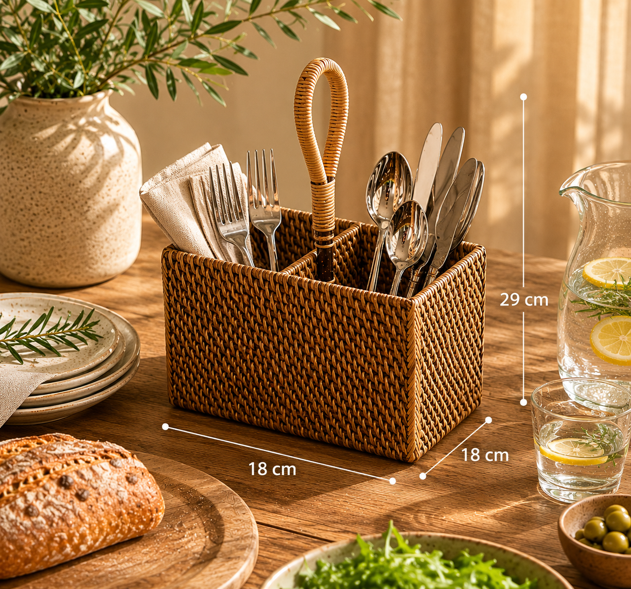 Le support à ustensiles en rotin n°2 - Marron naturel