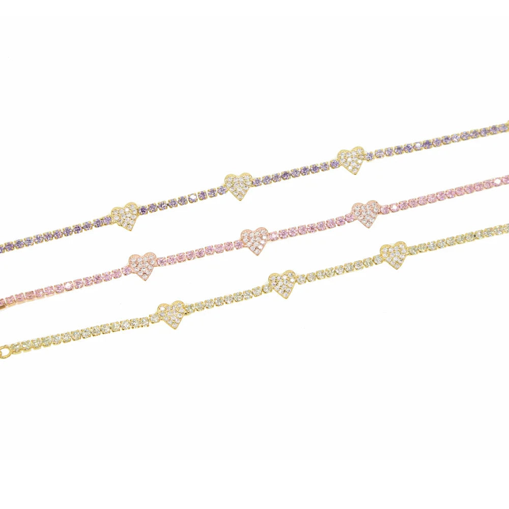 Heart Charm Tennis Bracelet