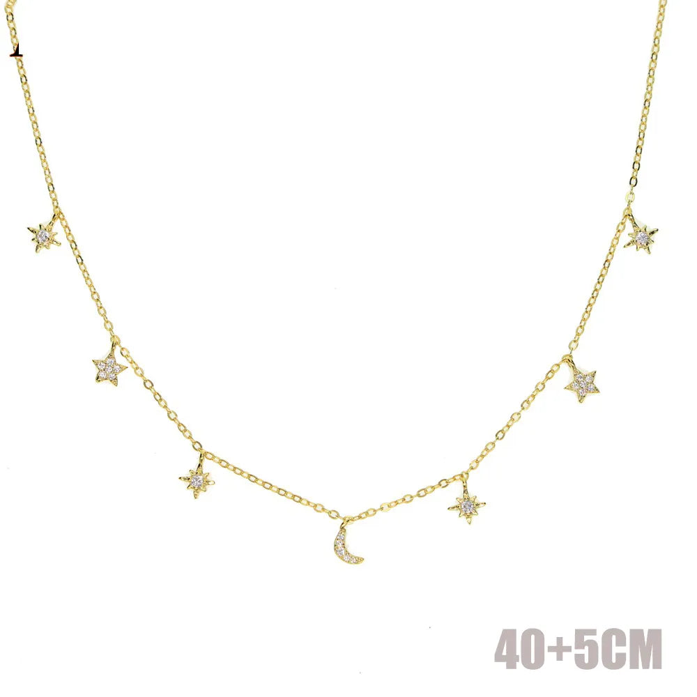 Moon Chain Choker - 925 sterling silver & zircons