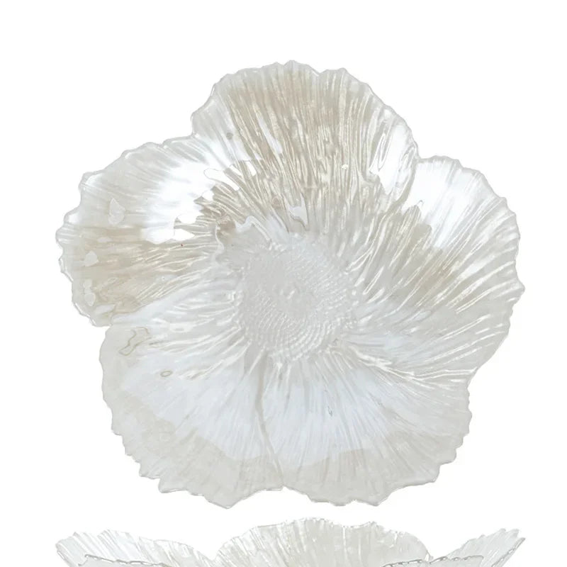 Flora - Mother of Pearl White Glass Plates