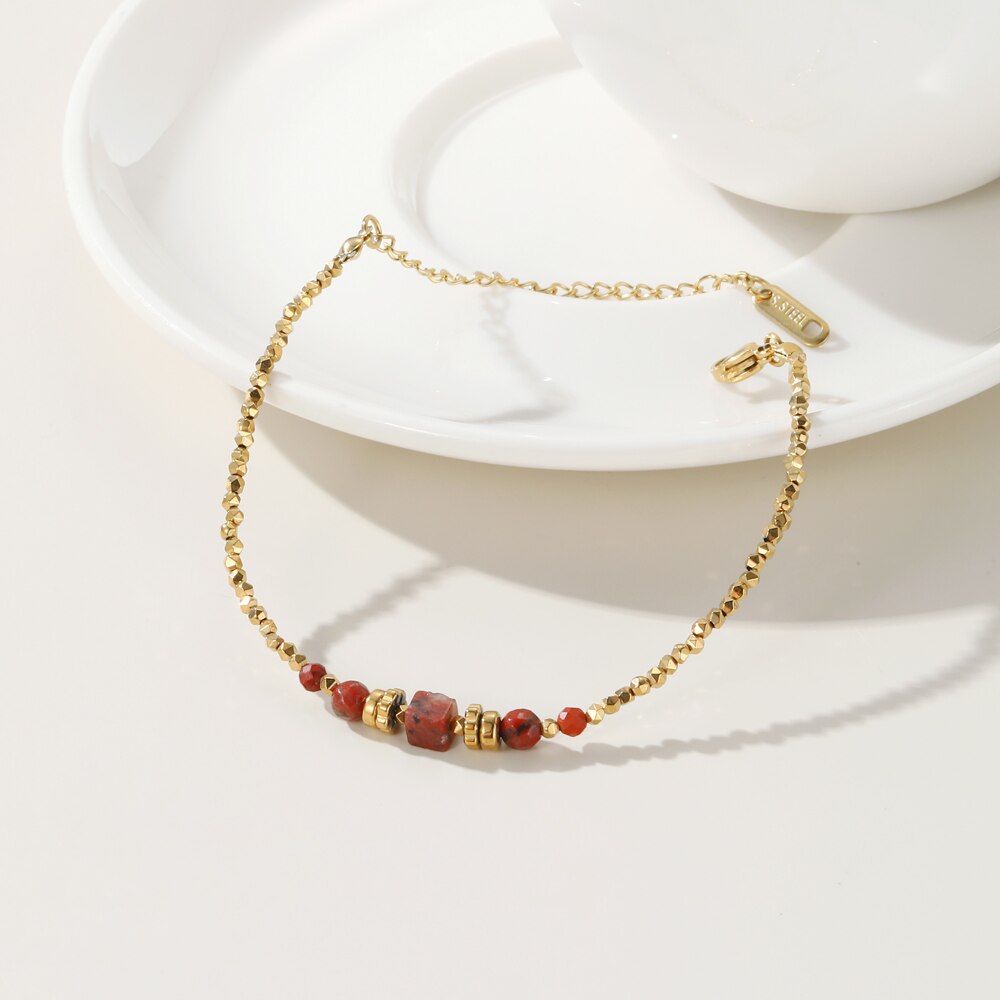 Armband – 14k Vergoldung – Roter Jaspis