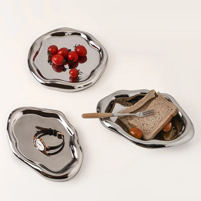 Unique Silver Plated Ceramic and Enamel Dishes