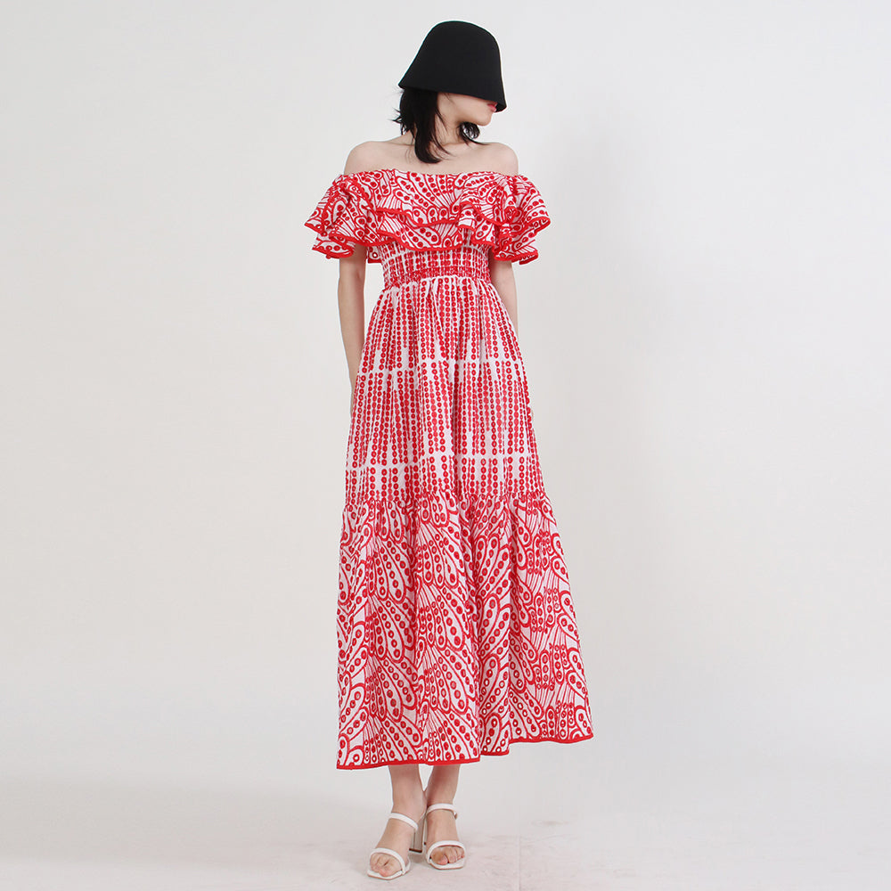 Hole Embroidered Long Dress, Productseeker NEW