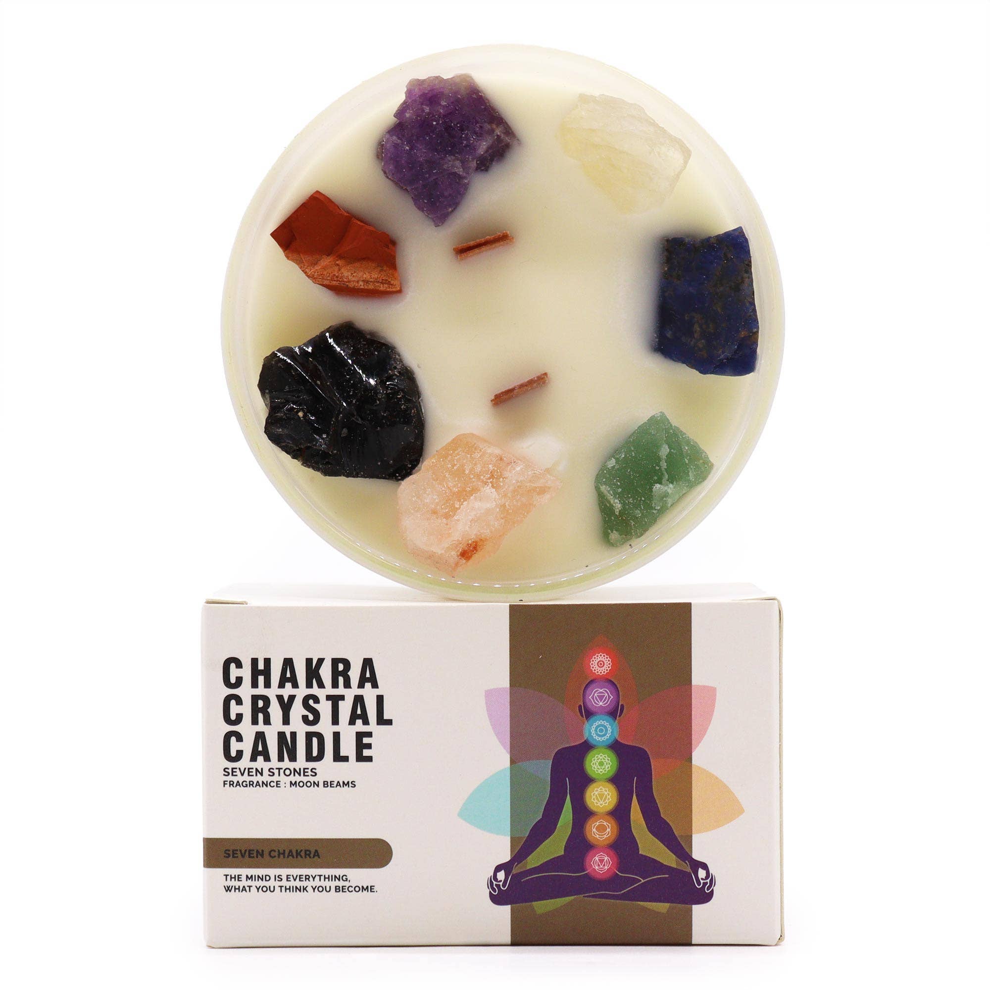 Bougie en cristal des sept chakras | Lumière pour l&