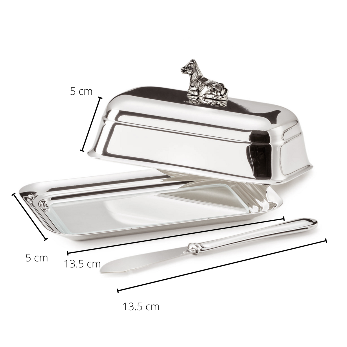 Somerset | Butterdose mit Kuh in Silber-Optik