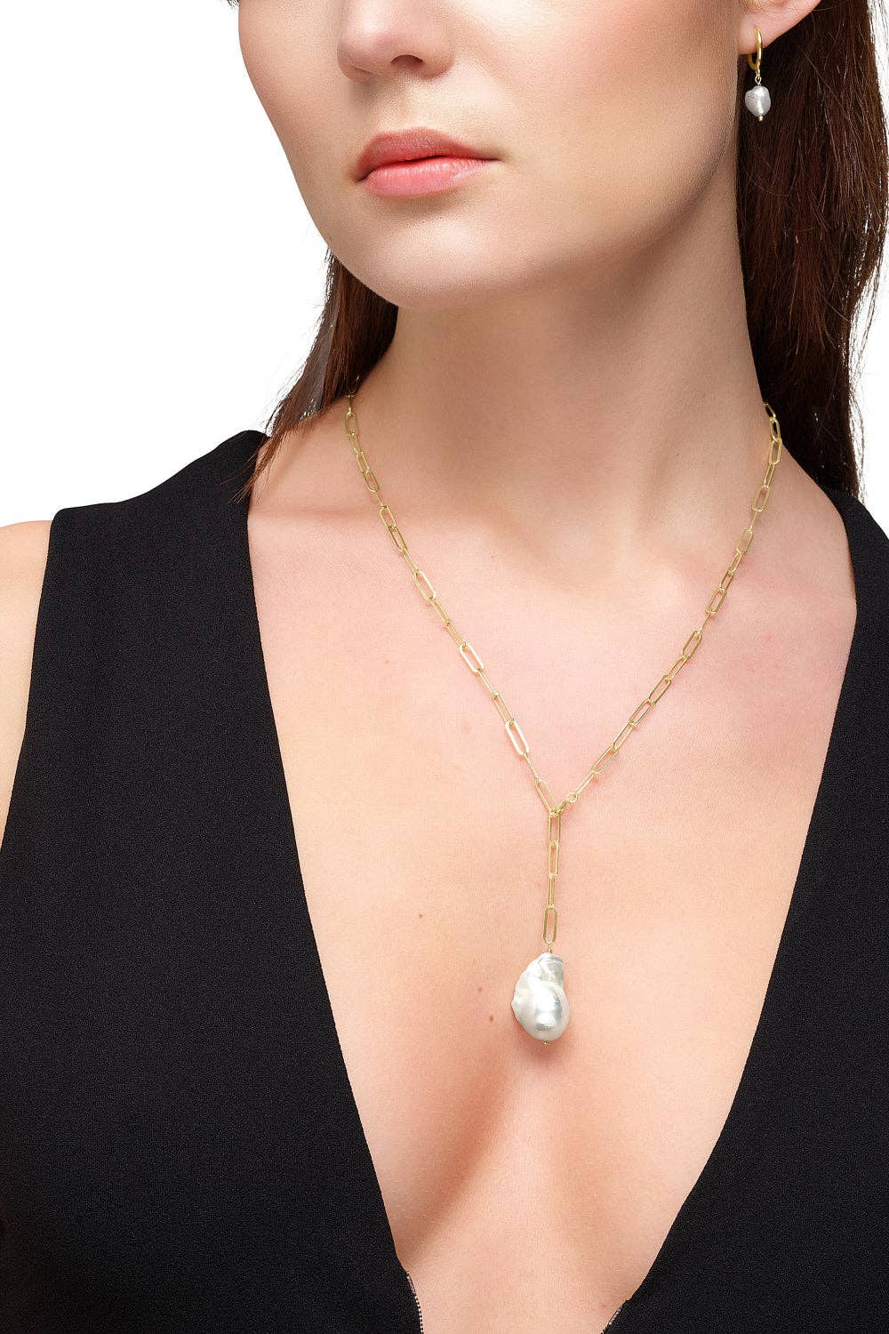 Giulia Halskette | Echte Barockperle | 925 Silber & Gold