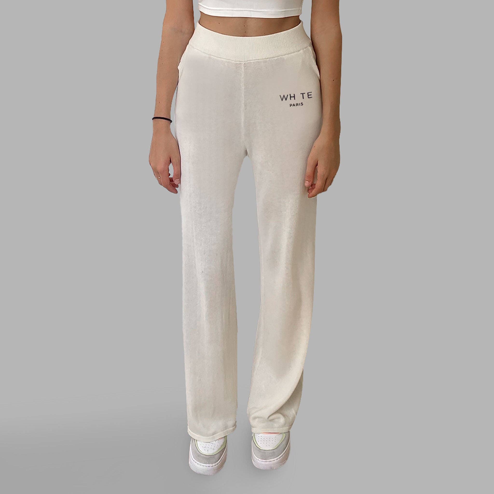 Pantalon ample taille haute blanc