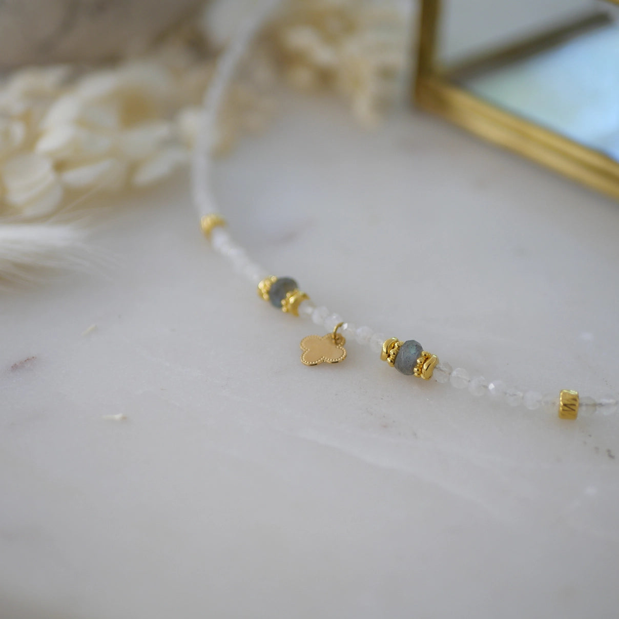 Necklace with Labradorite, Gold Plated Charms and optional Stones