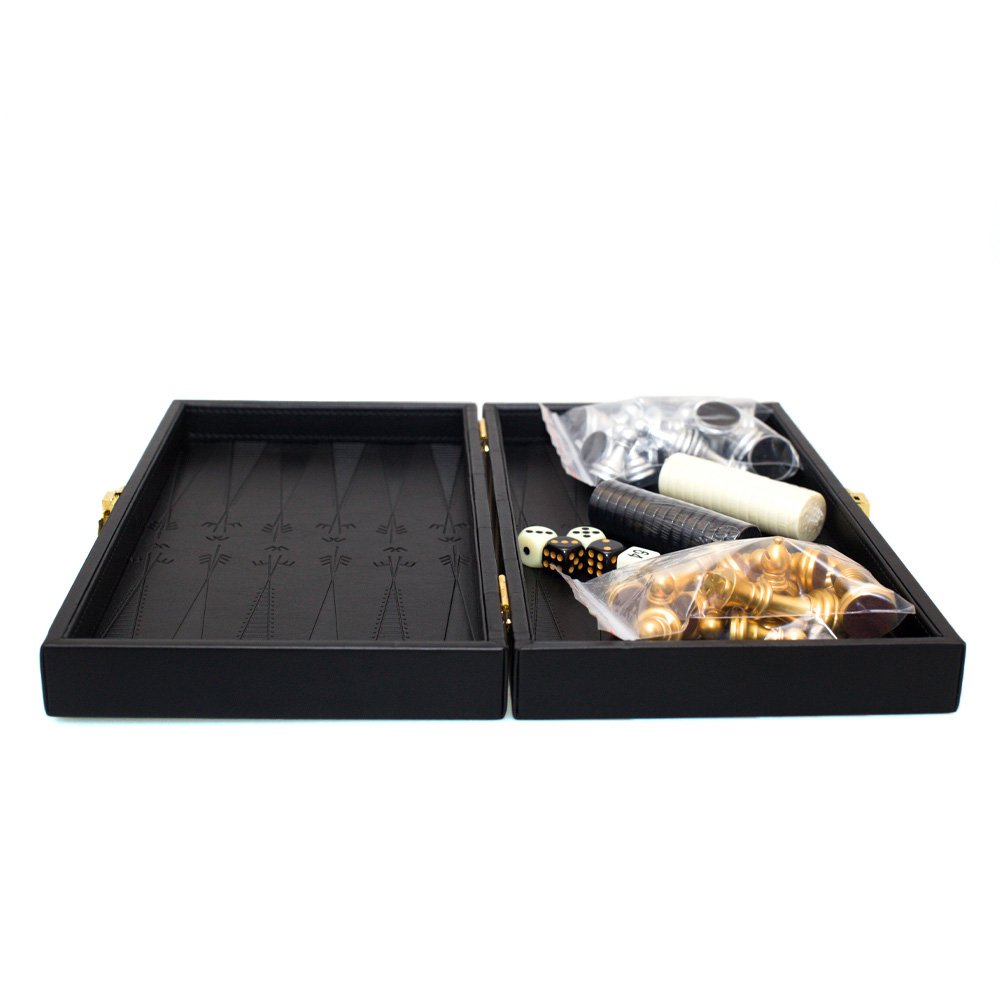 Lyxigt Backgammon & Schack-set – Veganskt läderetui